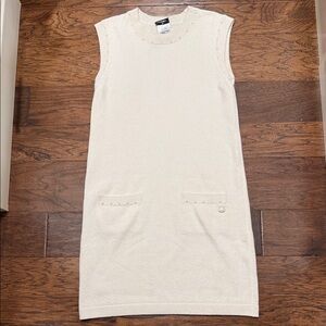 CHANEL Cream Sleeveless Mini Dress